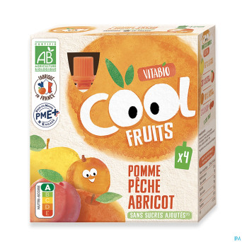 Kalibio mix fruits pomme-peche-abricot   4x90g