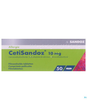 Cetirizine sandoz comp 50 x 10 mg