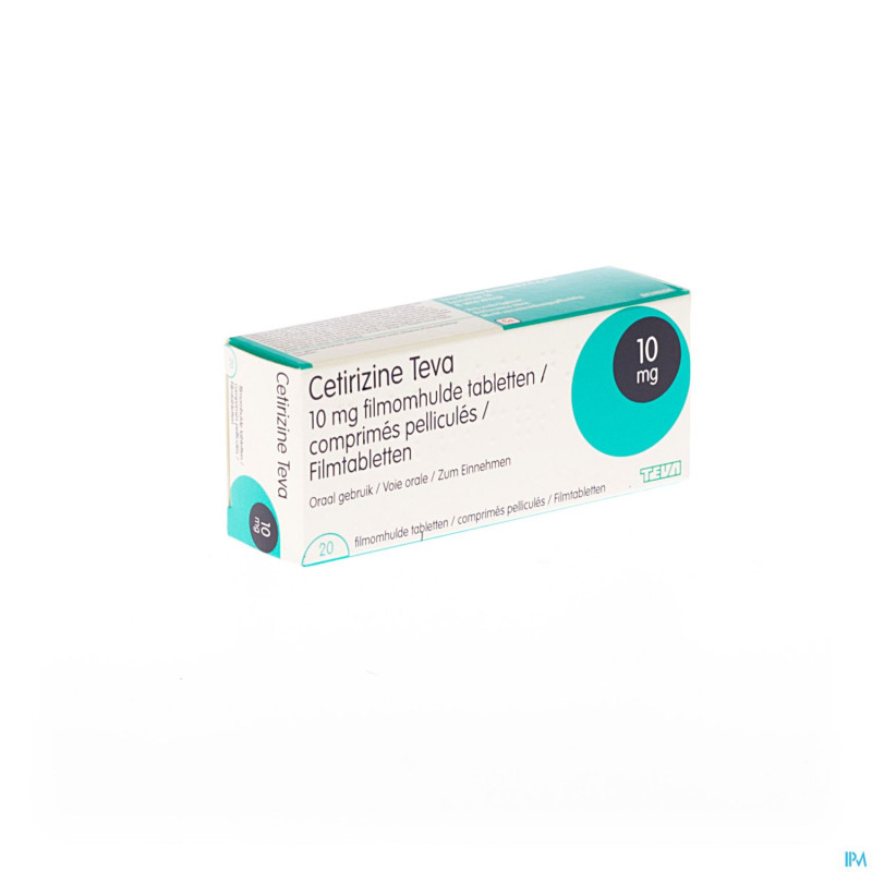 Cetiriteva teva 10 mg comp pell 20 x 10 mg