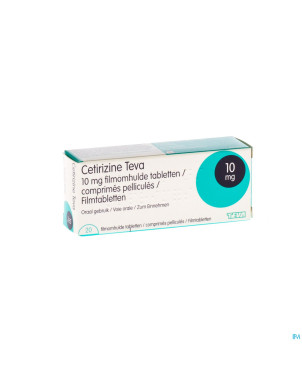 Cetiriteva teva 10 mg comp pell 20 x 10 mg