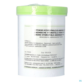 Creme hydrophile anionique ftm    1kg pannoc
