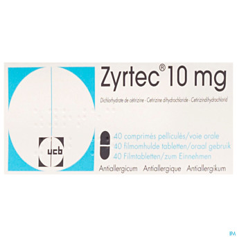 Zyrtec pi pharma comp pell 40 x 10 mg pip