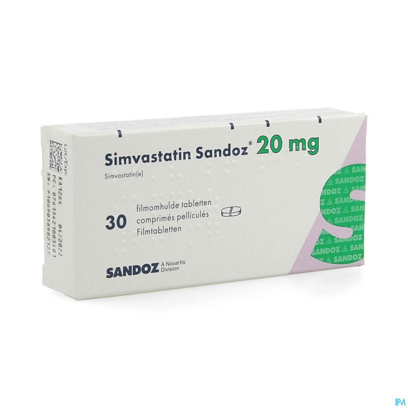 Simvastatin sandoz 20mg comp  30 alu/pvc