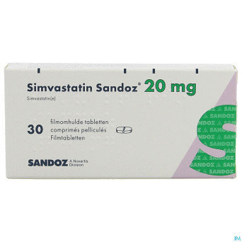 Simvastatin sandoz 20mg comp  30 alu/pvc