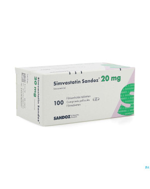 Simvastatin sandoz 20mg comp 100 alu/pvc
