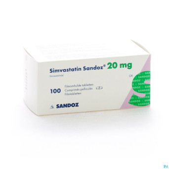 Simvastatin sandoz 20mg comp 100 alu/pvc