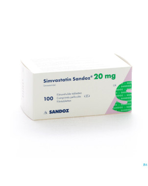 Simvastatin sandoz 20mg comp 100 alu/pvc