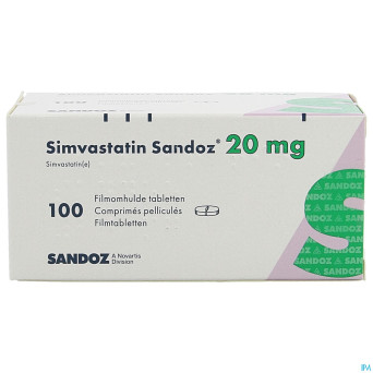 Simvastatin sandoz 20mg comp 100 alu/pvc