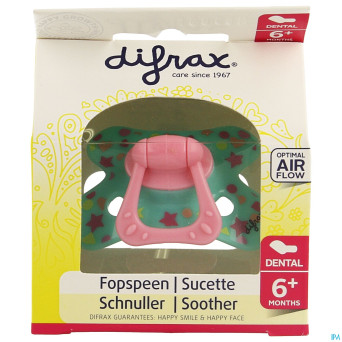 Difrax sucette silicone dental avec anneau 6m+ 800