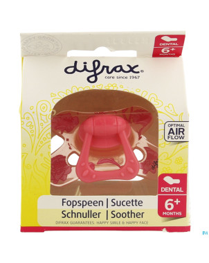 Difrax sucette silicone dental avec anneau 6m+ 800