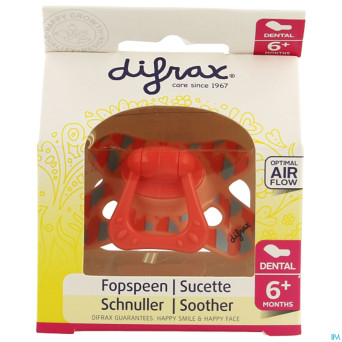 Difrax sucette silicone dental avec anneau 6m+ 800