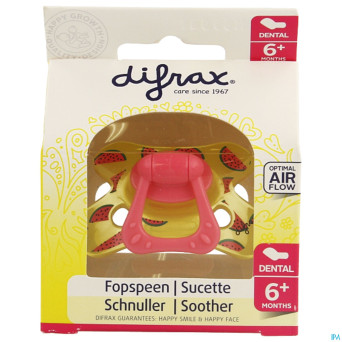 Difrax sucette silicone dental avec anneau 6m+ 800
