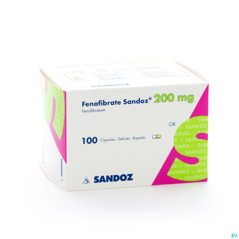 Fenofibrate sandoz caps 100 x 200 mg