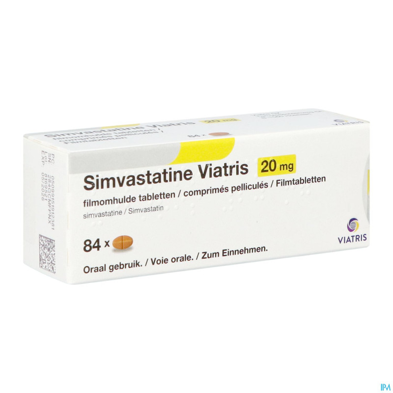 Simvastatine viatris 20mg comp 84