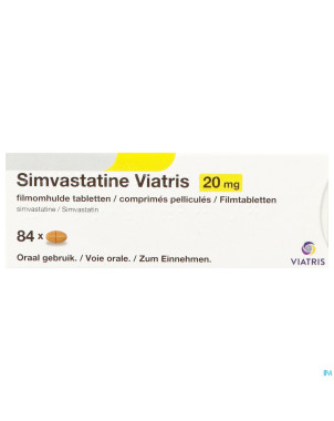 Simvastatine viatris 20mg comp 84