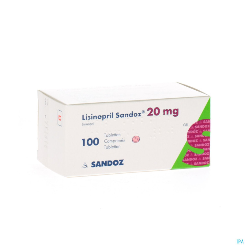 Lisinopril sandoz 20mg comp 100