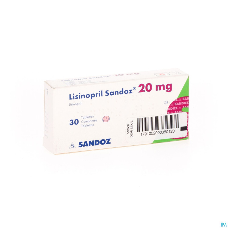 Lisinopril sandoz 20mg comp  30 x  20 mg