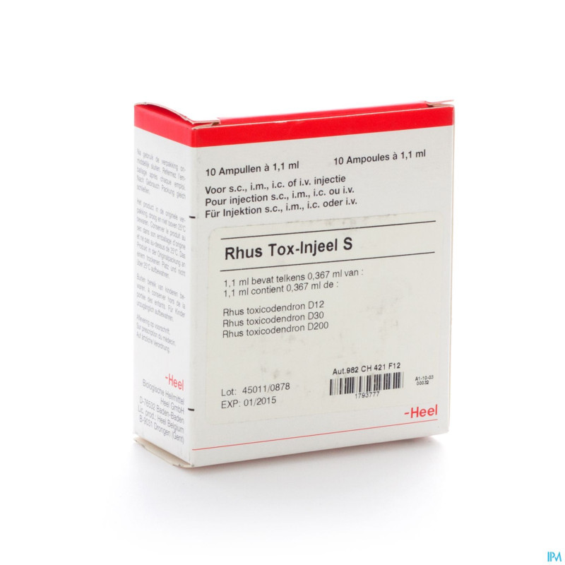 Rhus tox injeel s    amp 10x1,1ml heel