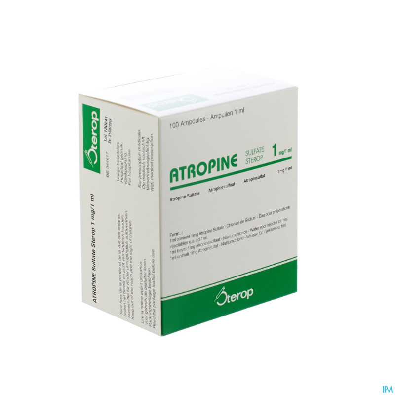 Atropine sulf sterop  amp 100 x 1,00mg/1ml