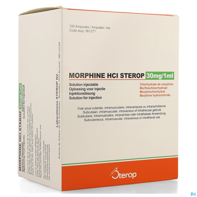 Morphine hcl amp 100 x 30mg/1ml