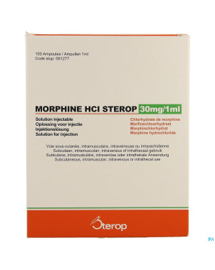 Morphine hcl amp 100 x 30mg/1ml