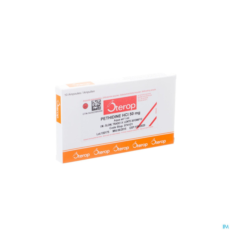Pethidine im/iv amp  10 x  50mg/1ml