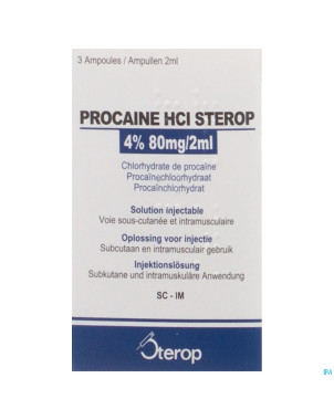 Procaine hcl sterop 4% amp   3 x  80mg/ 2ml