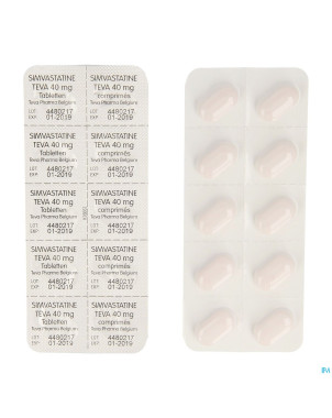 Simvastatine 40 mg teva comp enrob  30 x 40 mg