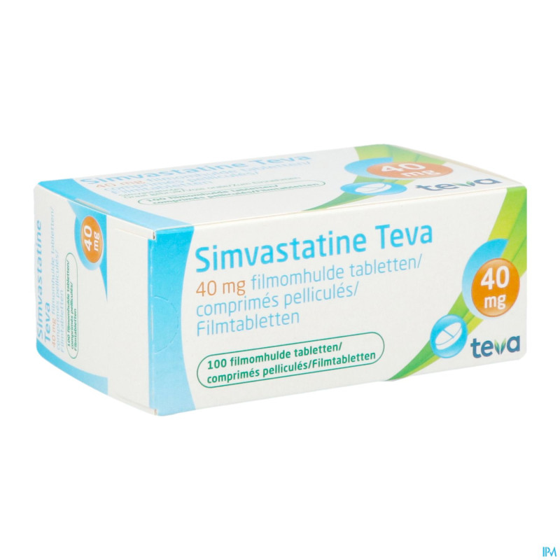 Simvastatine 40 mg teva comp enrob 100 x 40 mg