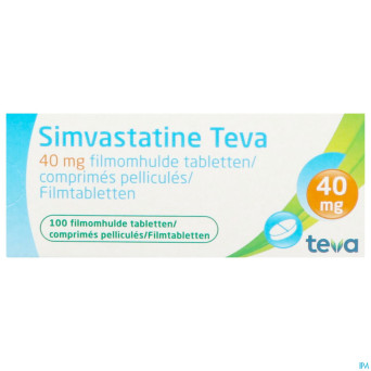 Simvastatine 40 mg teva comp enrob 100 x 40 mg
