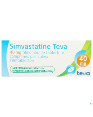 Simvastatine 40 mg teva comp enrob 100 x 40 mg