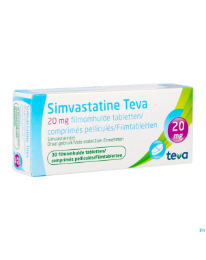 Simvastatine 20 mg teva comp enrob  30 x 20 mg