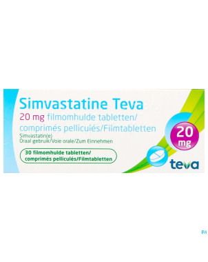 Simvastatine 20 mg teva comp enrob  30 x 20 mg