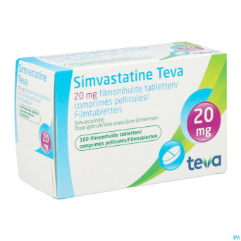 Simvastatine 20 mg teva comp enrob 100 x 20 mg