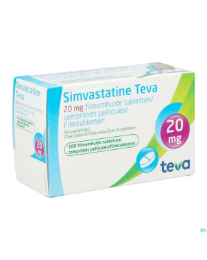 Simvastatine 20 mg teva comp enrob 100 x 20 mg