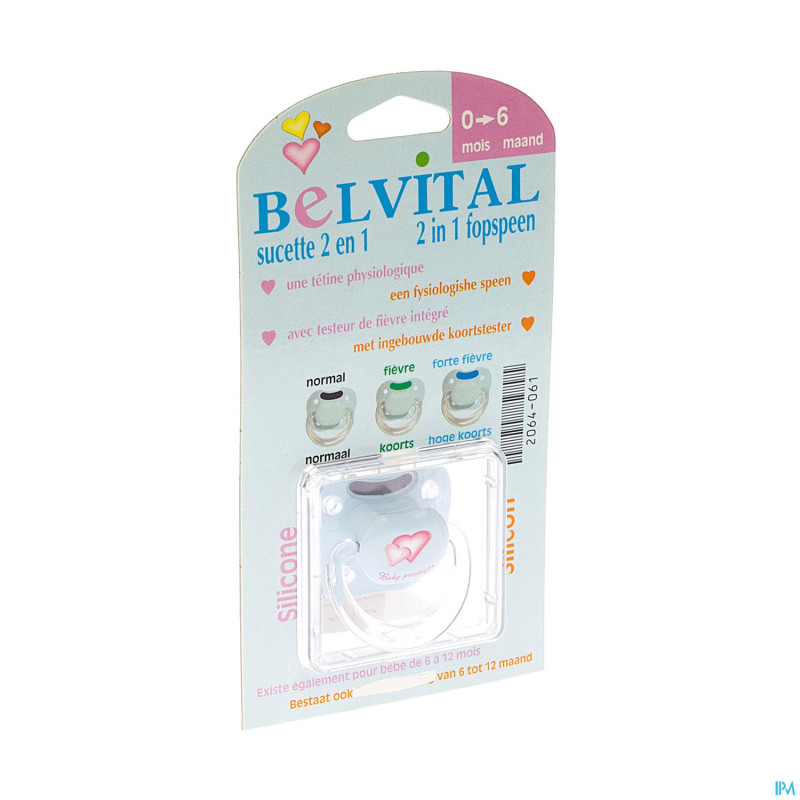 Belvital sucette silic + testeur temperature 0- 6m