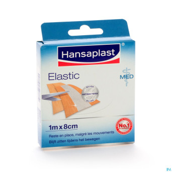 Hansaplast med elastic pansement    1mx8cm 47752