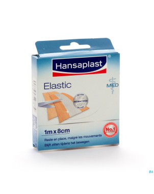 Hansaplast med elastic pansement    1mx8cm 47752
