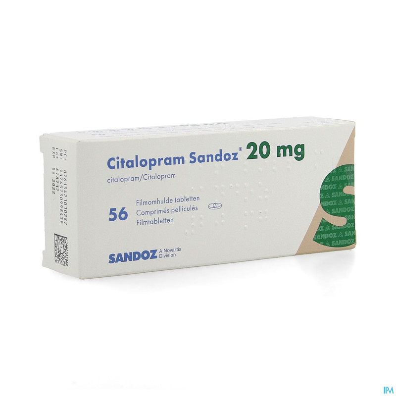 Citalopram sandoz 20 mg tabl 56 x 20 mg new sandoz