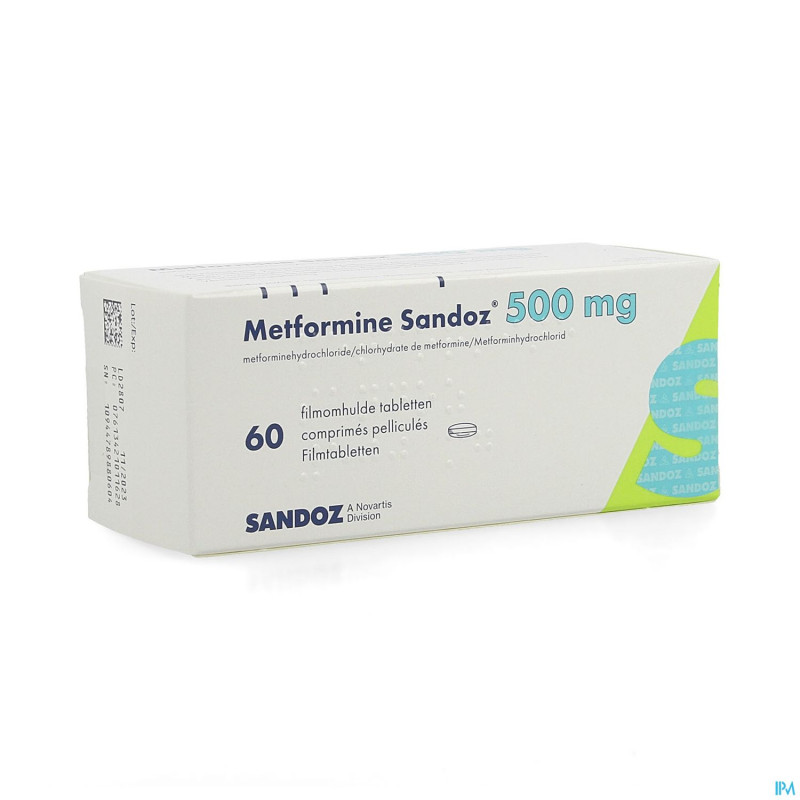 Metformine sandoz  500 mg comp  60 x 500 mg