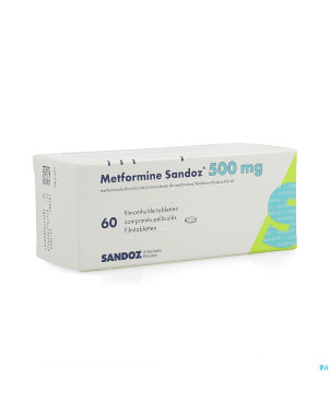 Metformine sandoz  500 mg comp  60 x 500 mg