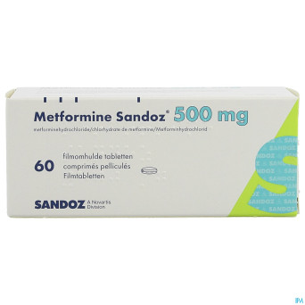 Metformine sandoz  500 mg comp  60 x 500 mg