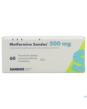 Metformine sandoz  500 mg comp  60 x 500 mg