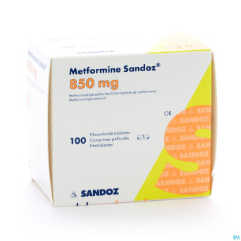 Metformine sandoz  850 mg comp 100 x 850 mg