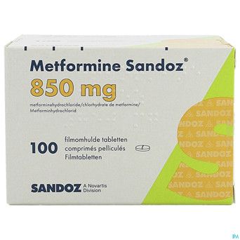 Metformine sandoz  850 mg comp 100 x 850 mg
