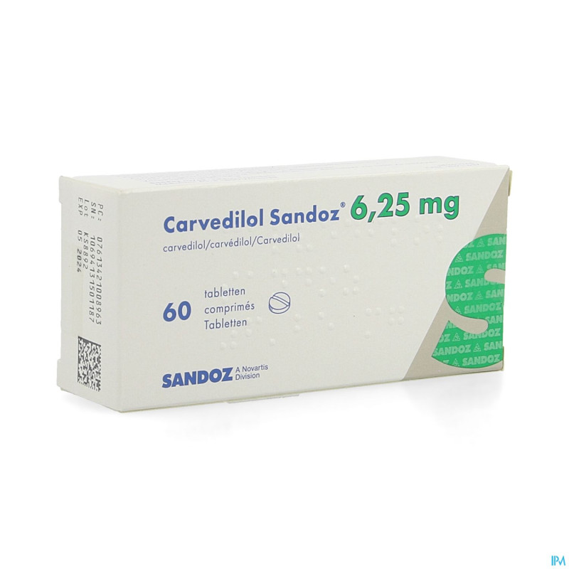 Carvedilol sandoz  6,25 mg comp 60