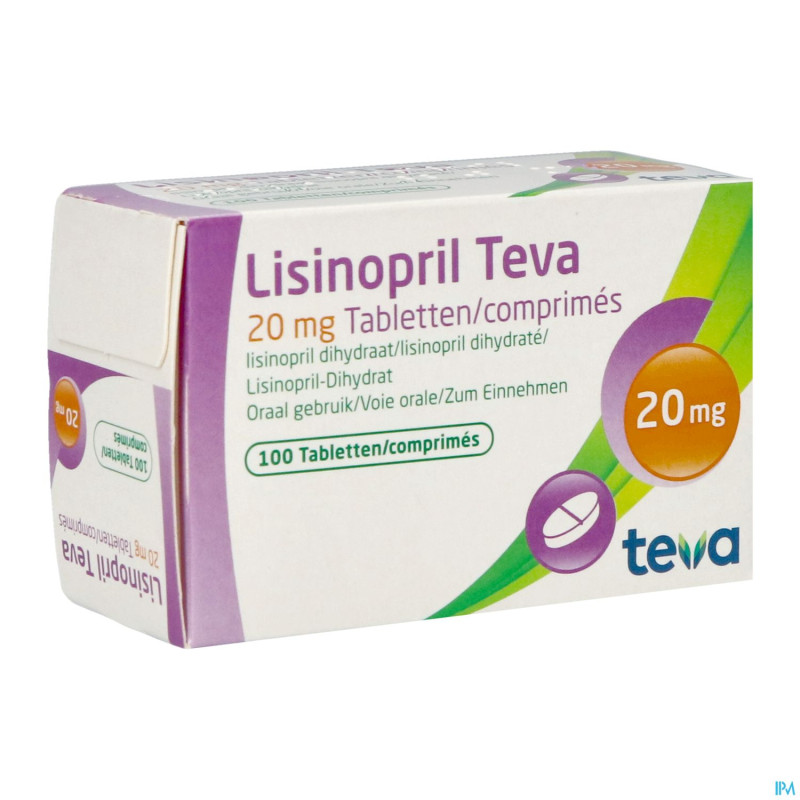 Lisinopril teva tabl 100 x 20 mg