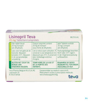 Lisinopril teva tabl 100 x 20 mg