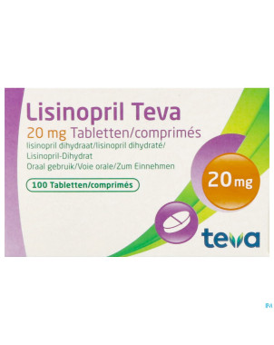 Lisinopril teva tabl 100 x 20 mg