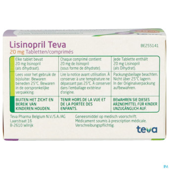 Lisinopril teva tabl 100 x 20 mg